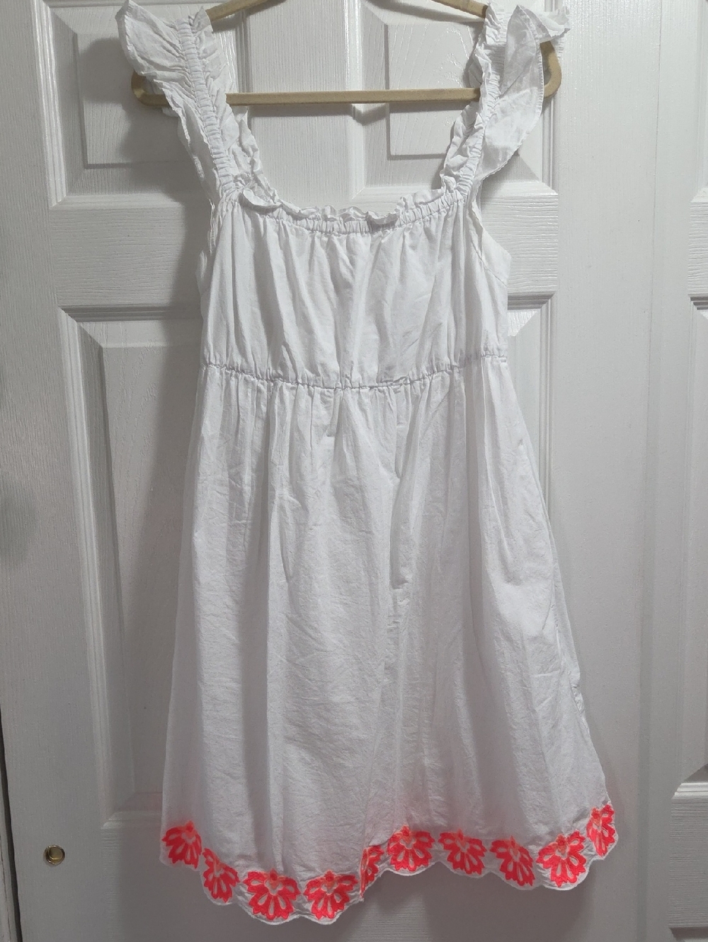 J. Crew White Cotton Dress w/Embroidered Floral Trim - Picture 3 of 7